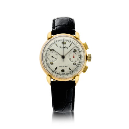 Catalog image of reference 797 premier a yellow gold chronograph wristatch with spider lugs ,cir…