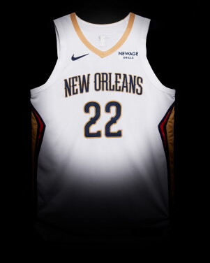 View 1 of Lot 12: Derik Queen 'Rookie Year' New Orleans Pelicans 2025-2026 Emirates NBA Cup Game Worn Association Edition Jersey | Double-Double