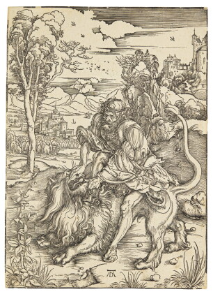 Catalog image of samson rending the lion (b. 2; m., holl. 107)