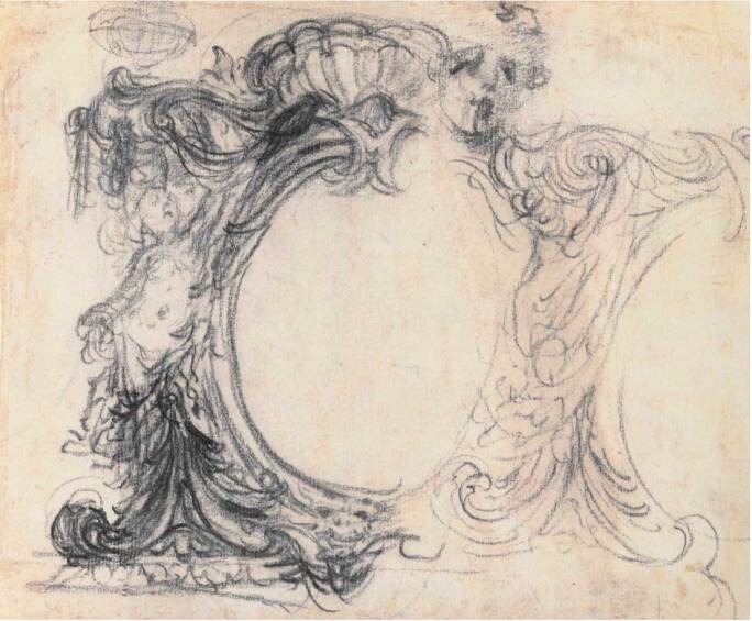 Fig. 4 Il Volterrano, Two designs for a frame or cartouche (recto). Black and red chalk, 24.7 x 26 cm. Sold Christie’s, London (‘Brian Sewell – Critic & Collector’), 27 September 2016, lot 23