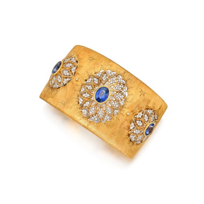 Catalog image of Gold, Sapphire and Diamond Cuff-Bracelet