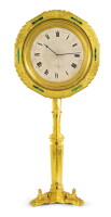 62. a victorian engraved gilt-brass and malachite table clock at
