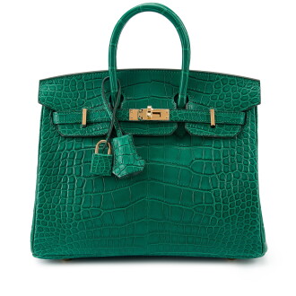 View 1 of Lot 7743: Malachite Matte Alligator Birkin 25 Gold Hardware, 2021