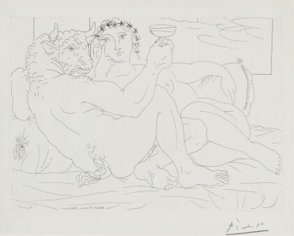 Catalog image of Minotaure, une Coupe à la Main, et Jeune Femme (B. 190; Ba. 349)