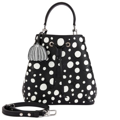 View 1 of Lot 3117: X Yayoi Kusama Limited Edition Black and White Calfskin Infinity Polka Dot NeoNoe MM Silver Hardware, 2023