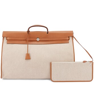 View 1 of Lot 131: Natural Sable Vache Hunter and Canvas Herbag Voyage 50 Palladium Hardware, 2009