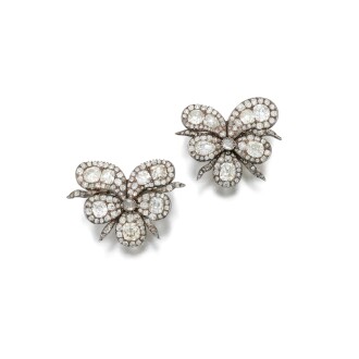 View 1 of Lot 370: Pair of diamond ear clips, early 19th century