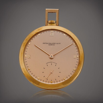Catalog image of Reference 703 | A pink gold openface watch with pink dial, Retailed by Eberhard…