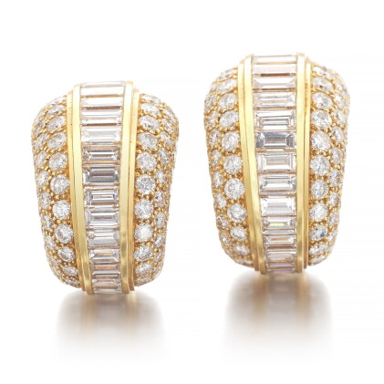Catalog image of Cartier | Pair of diamond ear clips | 卡地亞 | 鑽石耳環一對