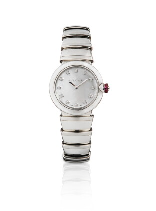 Catalog image of bulgari | stainless steel diamond-set bracelet watch with mother-of-pearl dial …