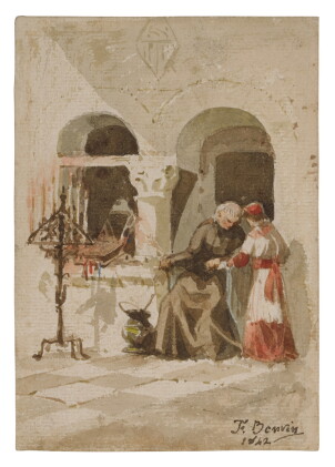 Catalog image of A seated monk with a standing acolyte
