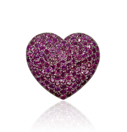 Catalog image of ruby brooch/pendant combination, 'cuore', michele della valle