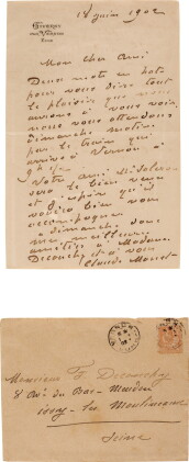 Catalog image of Monet | Autograph letter signed (''Claude Monet''), to the painter Ferdinand De…
