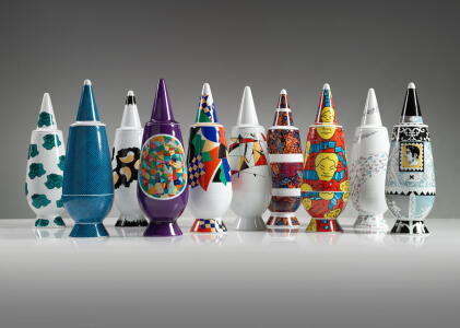 Catalog image of Collection of Ten "100% Make up" Vases with Lid