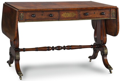 Catalog image of a regency brass inlaid rosewood crossbanded mahogany sofa table, circa 1820