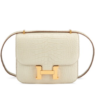 View 1 of Lot 5559: Beton Matte Alligator Mini Constance 18 Gold Hardware, 2021