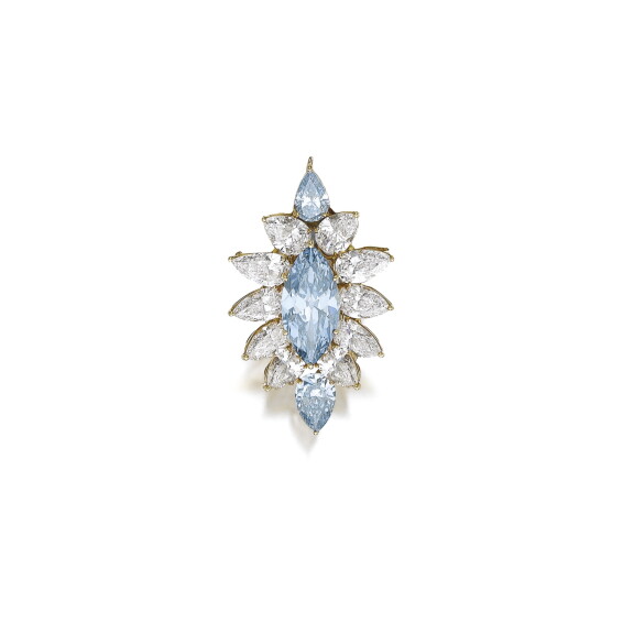 Important fancy intense blue diamond brooch, Alexandre Reza