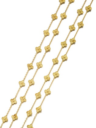 Catalog image of Van Cleef & Arpels | Pair of gold sautoirs, 'Alhambra' | 梵克雅寶 | 黃金「Alhambra」黃金長項鏈一對