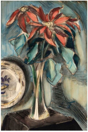 Catalog image of still life with red flowers