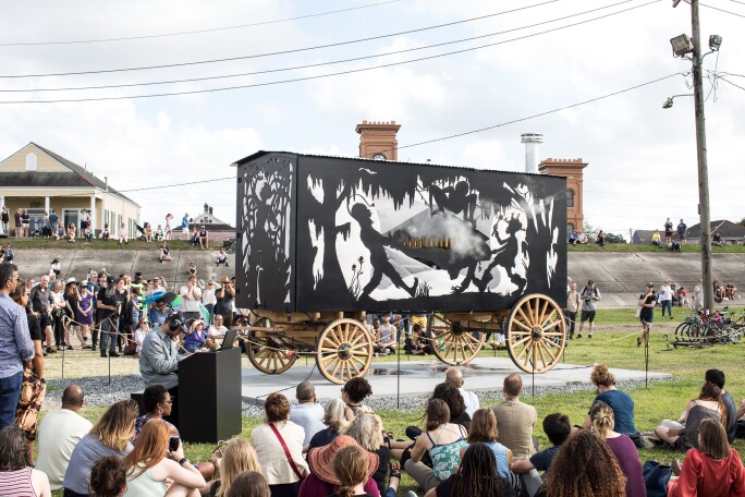 Caravan featuring silhouette artworks