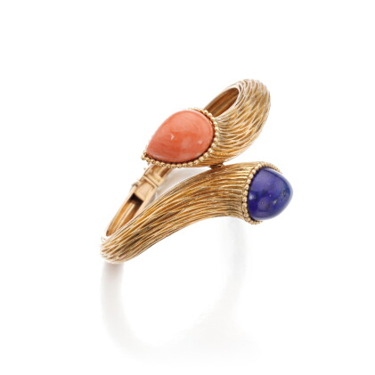 Catalog image of Lapis lazuli and coral bracelet, 'Serpent Bohème'