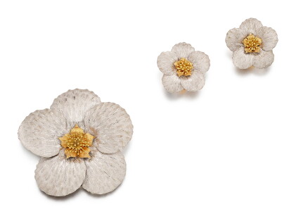 Catalog image of buccellati | gold demi-parure | 布契拉提 | 18k金 別針及耳環套裝