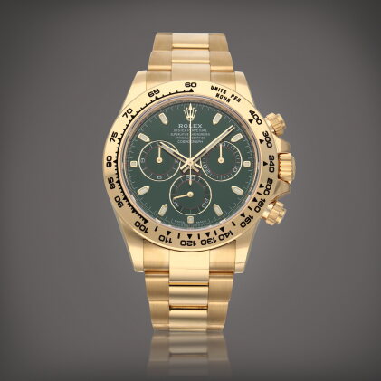 Catalog image of Daytona, Reference 116508 A yellow gold chronograph wristwatch with bracelet Ci…