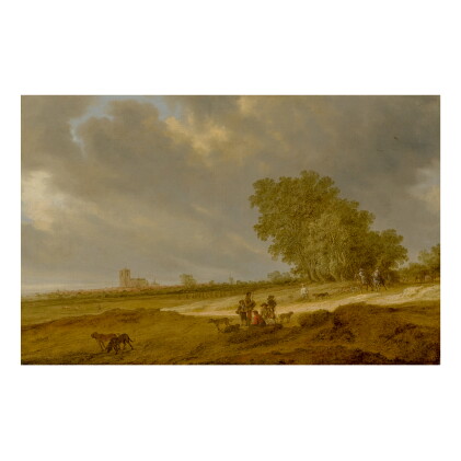 Catalog image of salomon van ruysdael | a dune landscape with figures and a view of nijmegen cathedral