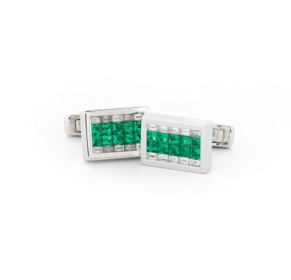 Catalog image of graff | paire de boutons de manchette émeraudes et diamants | pair of emerald a…