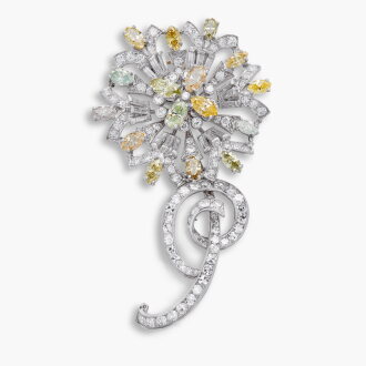 View 1 of Lot 1750: Colored Diamond and Diamond Brooch | 蒂芙尼 | 彩色鑽石 配 鑽石 胸針