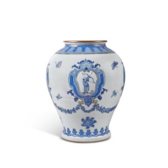 View 1 of Lot 690: A Rare and Important Chinese Export Blue and White 'Archer' Vase, Qing Dynasty, Qianlong Period, circa 1740