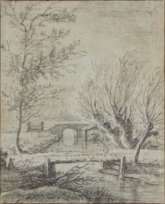 Catalog image of Landscape with willow trees by a river