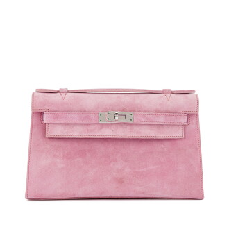 View 1 of Lot 1502: Rose Indien Doblis Kelly Pochette Palladium Hardware, 2006
