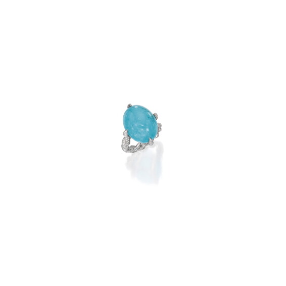 18 Karat White Gold, Tourmaline and Diamond Ring, David Yurman