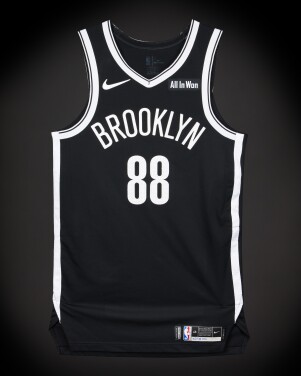 View 1 of Lot 54: Nolan Traoré Brooklyn Nets 2025-2026 Game Worn Icon Edition Jersey | Matched to 3 Games | Matched to Media Day 