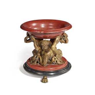 View 1 of Lot 110: An Italian Grand Tour Gilt-Bronze Mounted Rosso Antico Marble Tazza, 19th Century