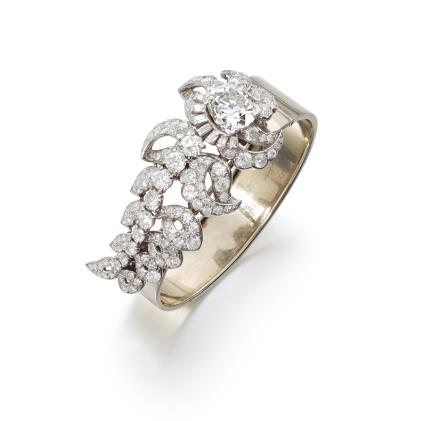 Catalog image of Diamond bangle/brooch combination, 1930s