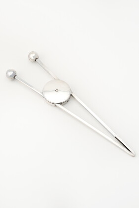 Catalog image of a pair of french silver-plated ice tongs