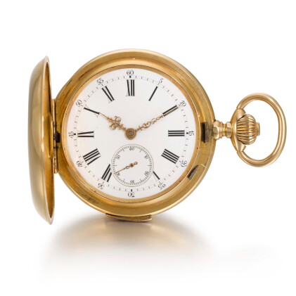 Catalog image of swiss | a gold hunting cased quarter repeating watch with concealed erotic auto…