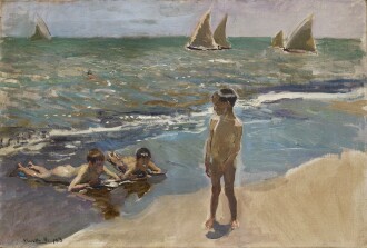 View 1 of Lot 522: Ninos en la orilla del mar, Valencia (Children on the seashore, Valencia)