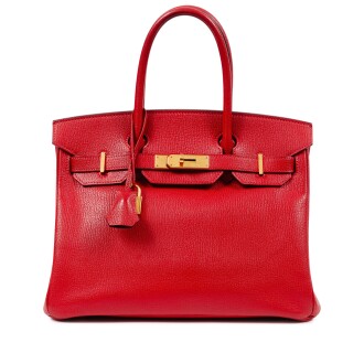 View 1 of Lot 362:  Rouge Vermillion Chèvre Mysore and Iris Verso HSS Birkin 30 Gold Hardware, 2013
