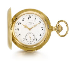 130. A FINE GOLD HUNTING CASED KEYLESS LEVER QUARTER REPEATING W