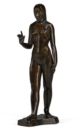 Catalog image of dame barbara hepworth | figure v (standing woman, right hand raised)