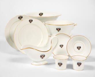 View 1 of Lot 220: A Group of Porcelain Tableware from the Alexander III Coronation Service, Imperial Porcelain Factory, St Petersburg, period of Alexander III (1887-1893) and Nicholas II (1895-1912)