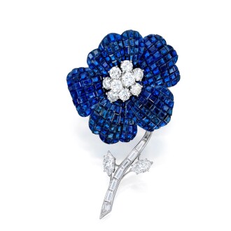 View 1 of Lot 75: Van Cleef & Arpels | Mystery-Set Sapphire and Diamond Brooch