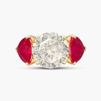 View 1 of Lot 1383: Diamond and Ruby Ring | 4.17克拉 圓形 Q-R色 鑽石 配 紅寶石 戒指