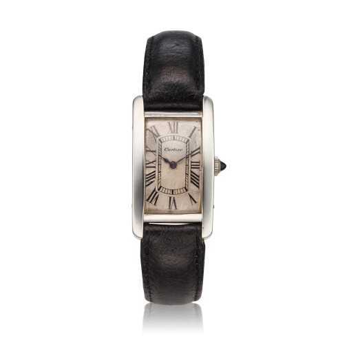 View 1 of Lot 222: Tank Cintrée A rare platinum and yellow gold rectangular wristwatch, Circa 1925 