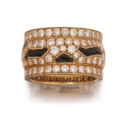Catalog image of Onyx and Diamond 'Tiger' Ring, France