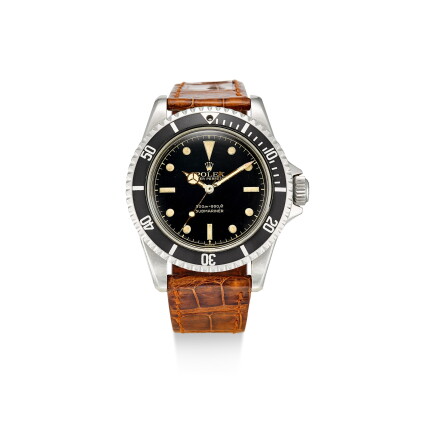 Catalog image of rolex | submariner, reference 5512, a stainless steel wristwatch with pointed c…