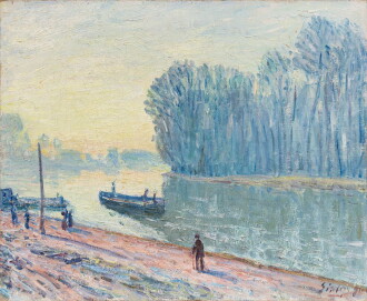 View 1 of Lot 1: Lever du soleil sur le Loing par temps d'inondation